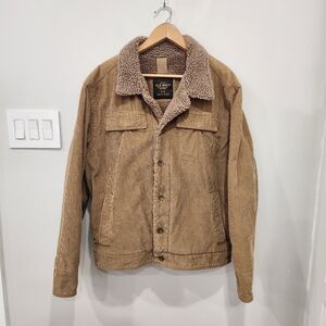 Vintage Old Navy Corduroy Sherpa Lined Trucker Jacket Mens L Tan Preppy Western